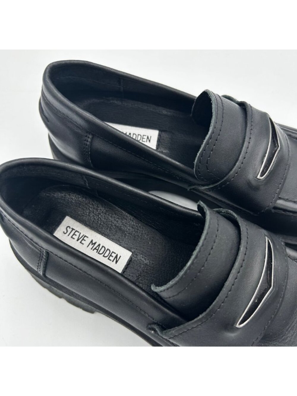 Steve Madden Women's Lawrence Chunky Leather Loafers Size 7 - Picture 3 of 6